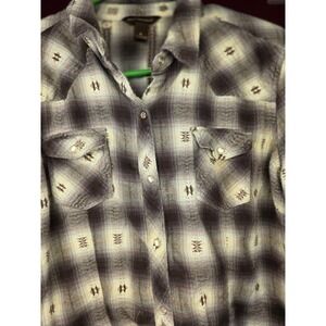 Western Plaid Shirt Women's Long Sleeve Button Down‎ Casual Top